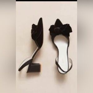 Ivy City Co Black Bow Slingback Heels size 8 NEW